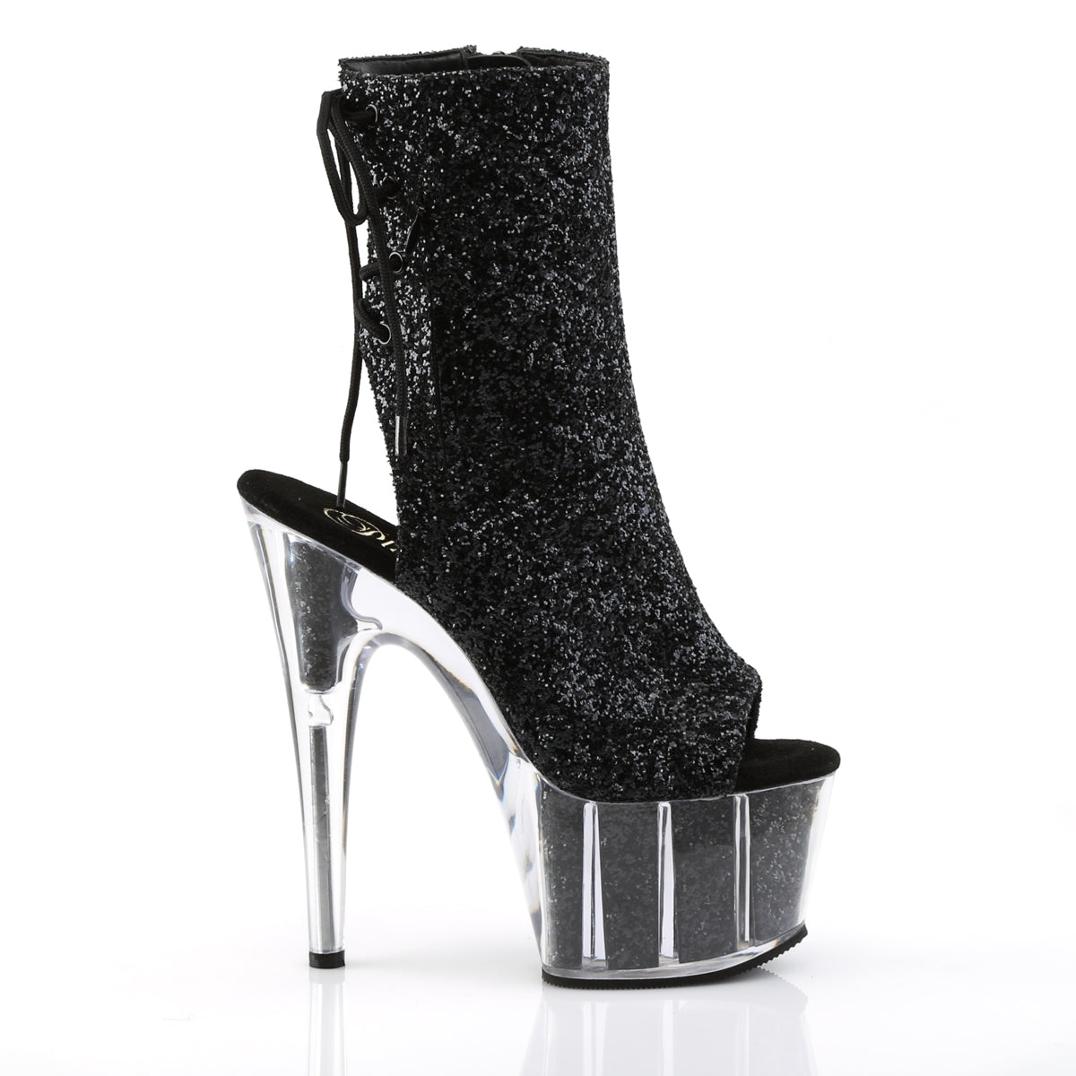 ADORE-1018G 7 Inch Heel Black Glitter Strippers Ankle Boots-Pleaser- Sexy Shoes Fetish Heels