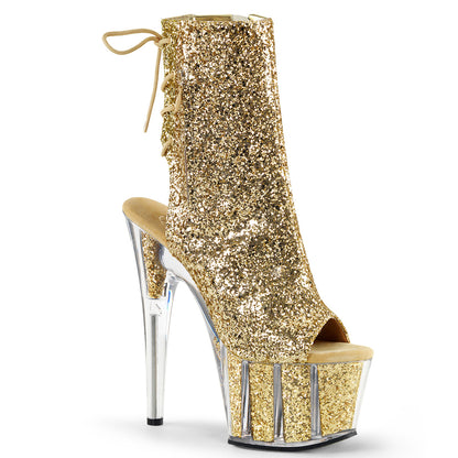 ADORE-1018G 7 Inch Heel Gold Glitter Pole Dancing Ankle Boots