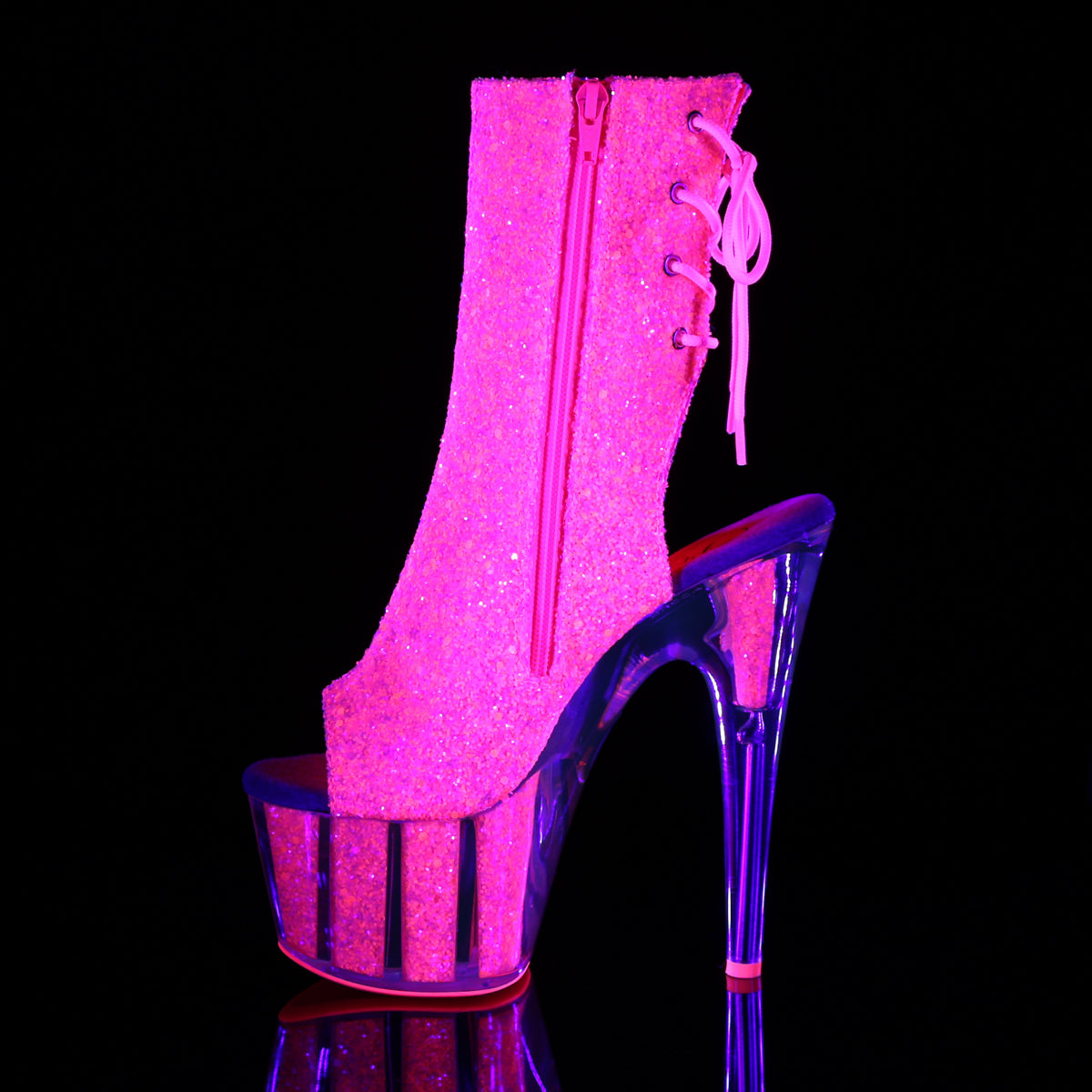 ADORE-1018G 7" Heel Neon Pink Glitter Strippers Ankle Boots-Pleaser- Sexy Shoes Pole Dance Heels