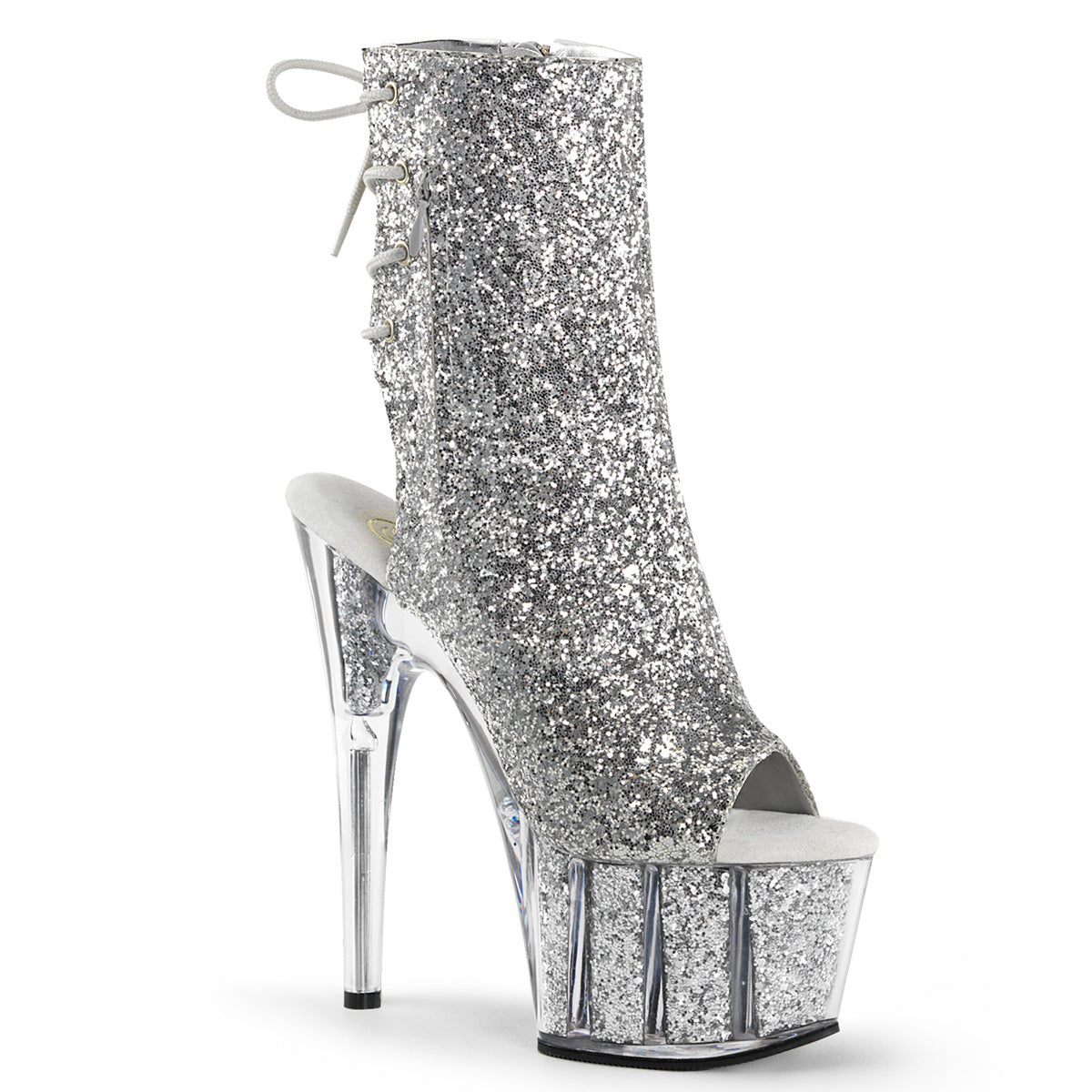 ADORE-1018G 7 Inch Heel Silver Glitter Strippers Ankle Boots-Pleaser- Sexy Shoes