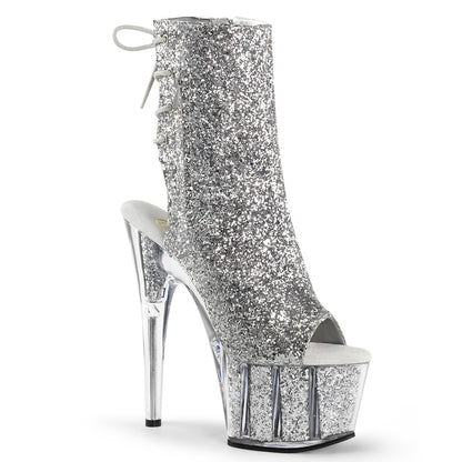 ADORE-1018G 7 Inch Heel Silver Glitter Pole Dancing Ankle Boots