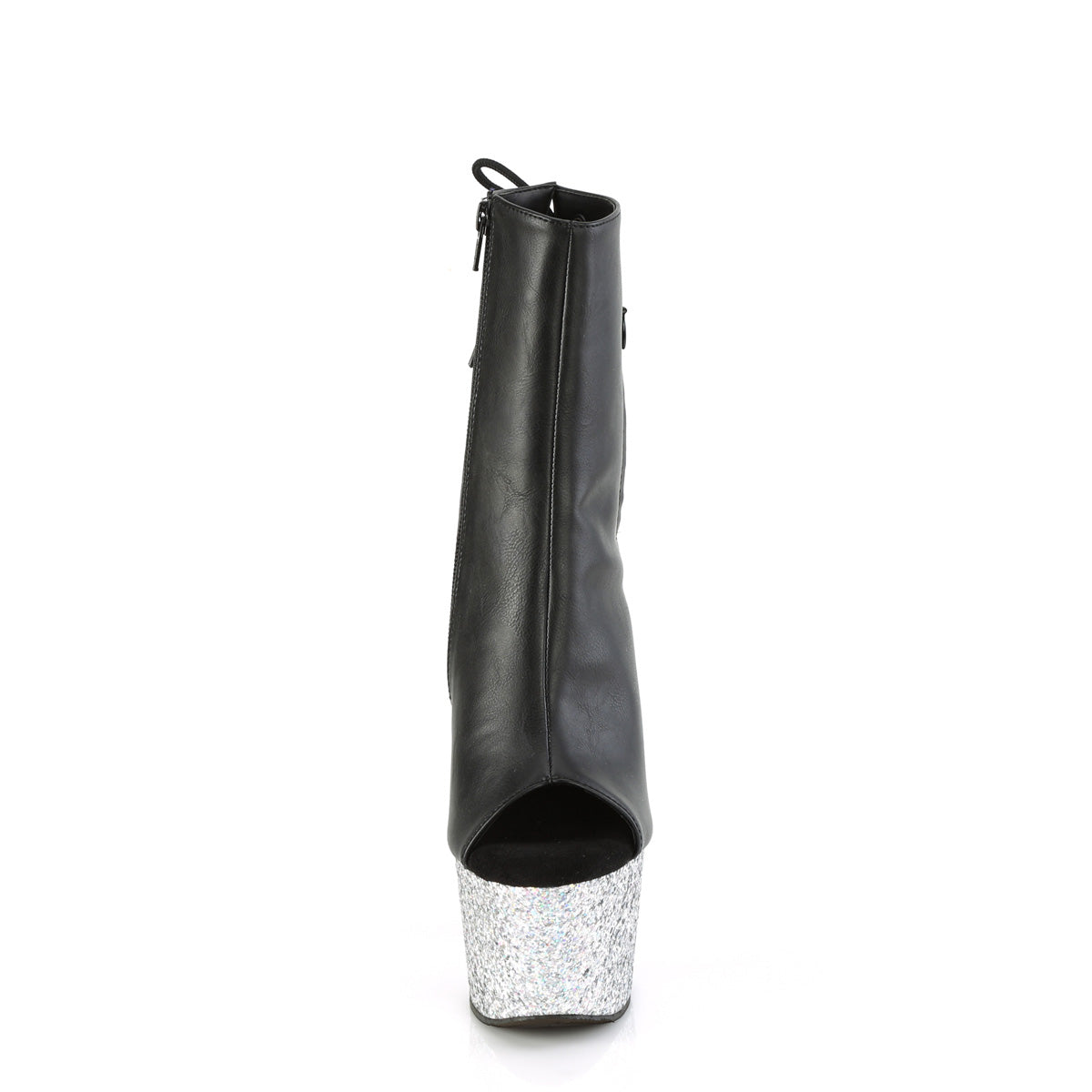 ADORE-1018LG Pleaser Black Exotic Dancing Silver Glitter Platform Ankle Boots