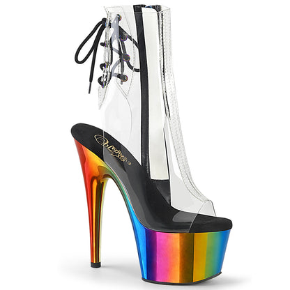 ADORE-1018RC Pleasers Rainbow Chrome Platform Ankle Boots