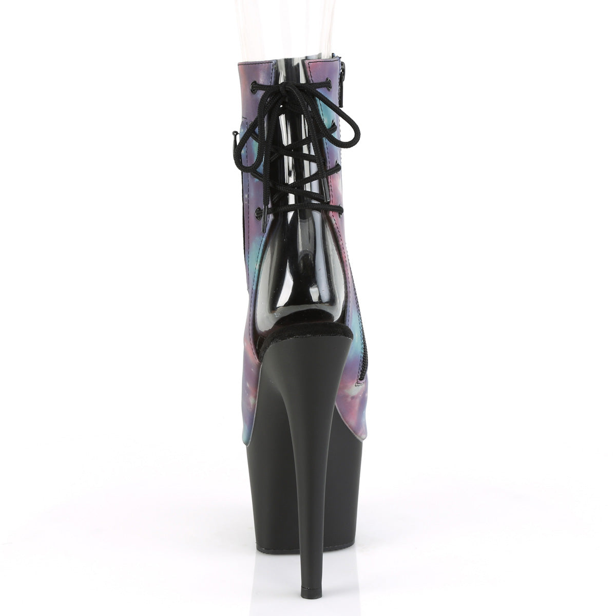 adore 1018rc 02_pleaser_platforms_exotic_dancing_ankle_mid calf_boots_pleasers_black_faux_leather_rainbow_chrome