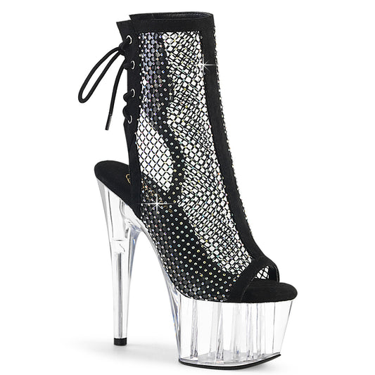 ADORE-1018RM Pleaser Black Mesh Bling Exotic Dancing Platforms Ankle Boots