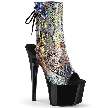 ADORE-1018SP 7" Heel Multi-Color Snake Strippers Ankle Boots-Pleaser- Sexy Shoes