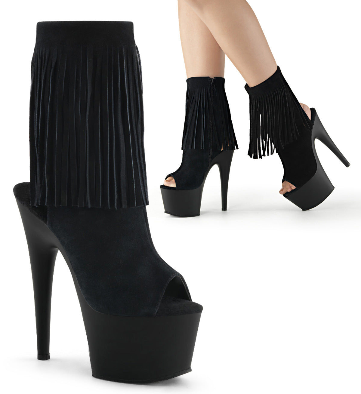 ADORE-1019 7 Inch Heel Black Suede Exotic Dancing Ankle Boot-Pleaser- Sexy Shoes
