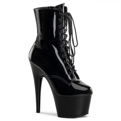 ADORE-1020 7" Heel Black Patent Exotic Dancing Ankle Boots