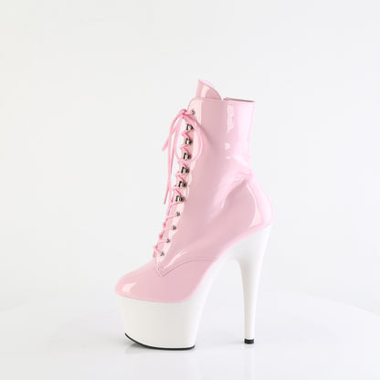 ADORE-1020 Pleaser Baby Pink Patent Pole Dancing White Platform Ankle Boots