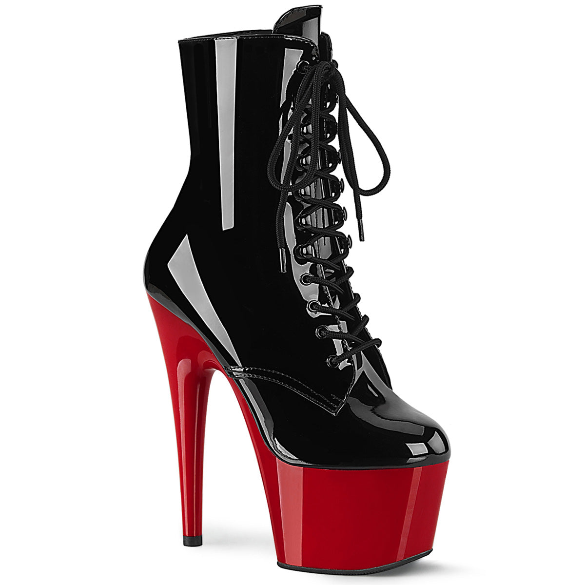 ADORE-1020 7" Heel Black Patent Red Exotic Dance Ankle Boots