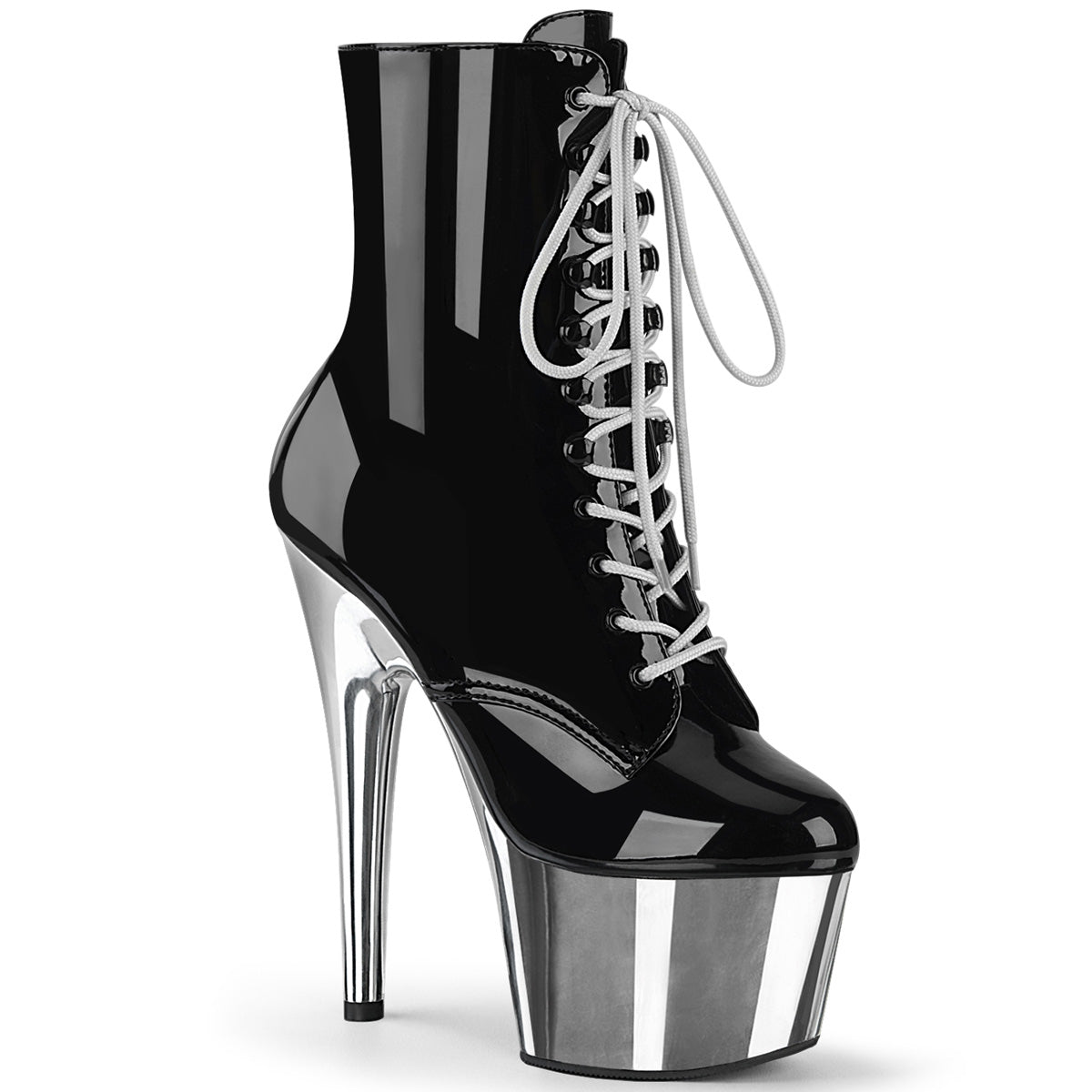 ADORE-1020 7" Heel Black Silver Exotic Dancing Ankle Boots