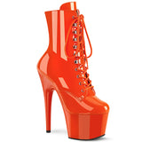 ADORE-1020 Pleaser Orange Patent Lace Up Ankle Boots