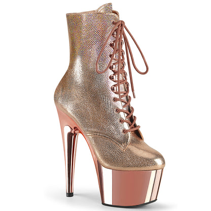 ADORE-1020 Pleaser 7" Heel Rose Gold Metallic Exotic Dance Ankle Boots