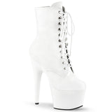 ADORE-1020 Pleaser White Lace Up Pole Dancing Ankle Boots