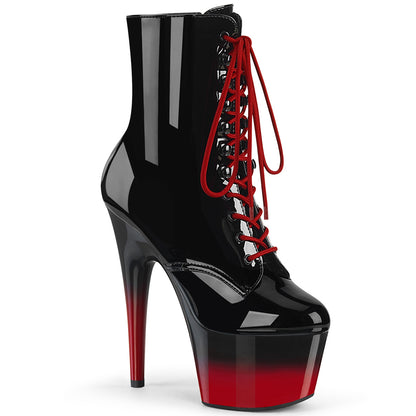 ADORE-1020BR-H PleaserBlack Patent Exotic Dancer Red Ombre Ankle Boots