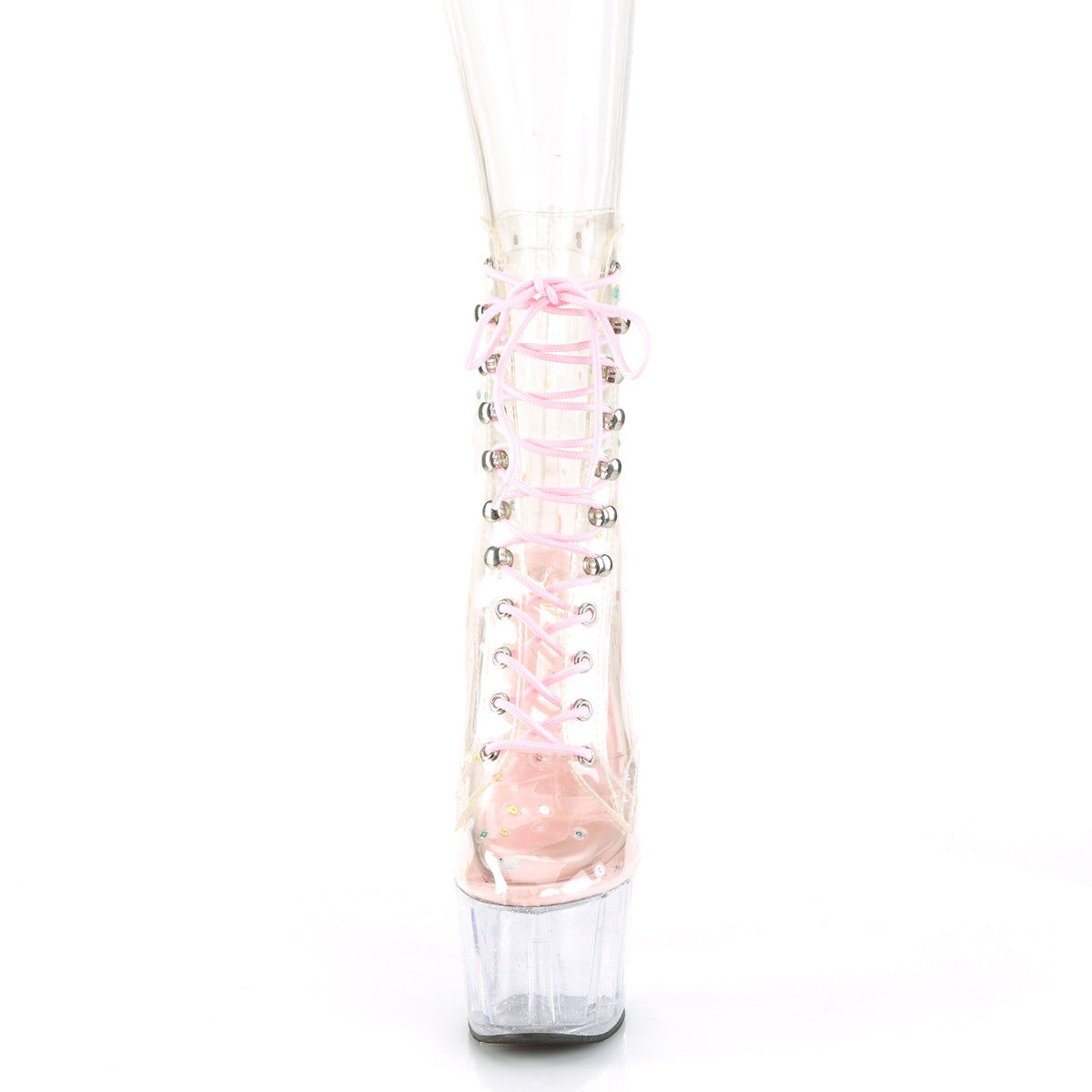 ADORE-1020C-2 Pleaser Clear Glitter Pole Dancing Platform Ankle Boots