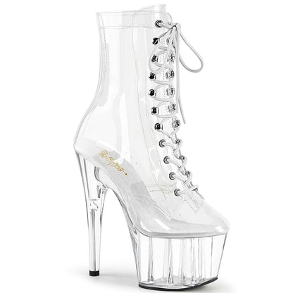 ADORE-1020C Pleasers Clear Perspex Lace Up Ankle Boots