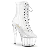 Adore-1020C Pleasers Clear Perspex Lace Up Boots de tobillo