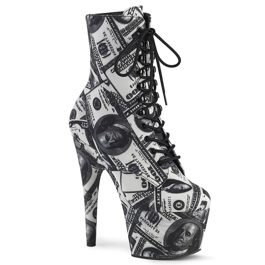 ADORE-1020DP 7" Heel White Black Exotic Dancing Ankle Boots-Pleaser- Sexy Shoes