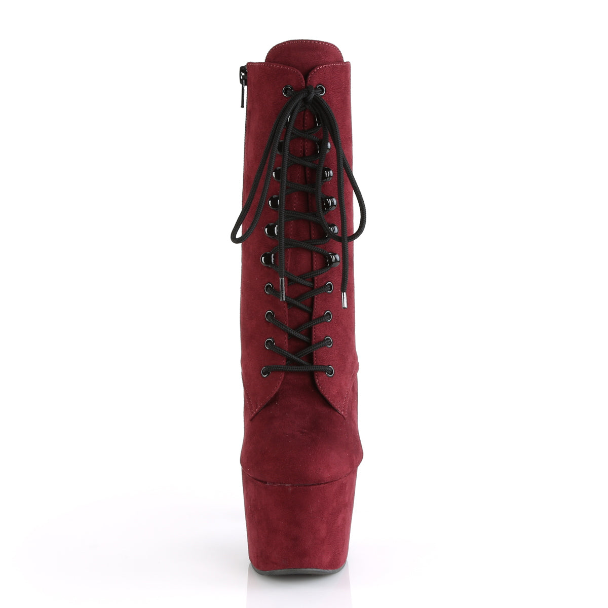 adore 1020fs pleaser sexy shoes burgundy heel lace up platforms faux suede ankle boots side zip