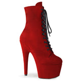Red 7 Inch Pole Dancer Ankle Boots -  Pleaser ADORE-1020FS