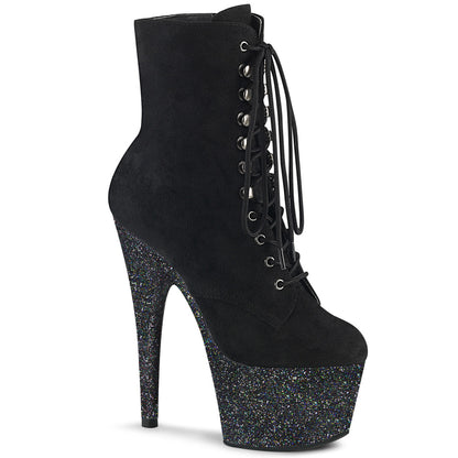 ADORE-1020FSMG 7 Inch Heel Black Exotic Dancing Glitter Platform Ankle Boots