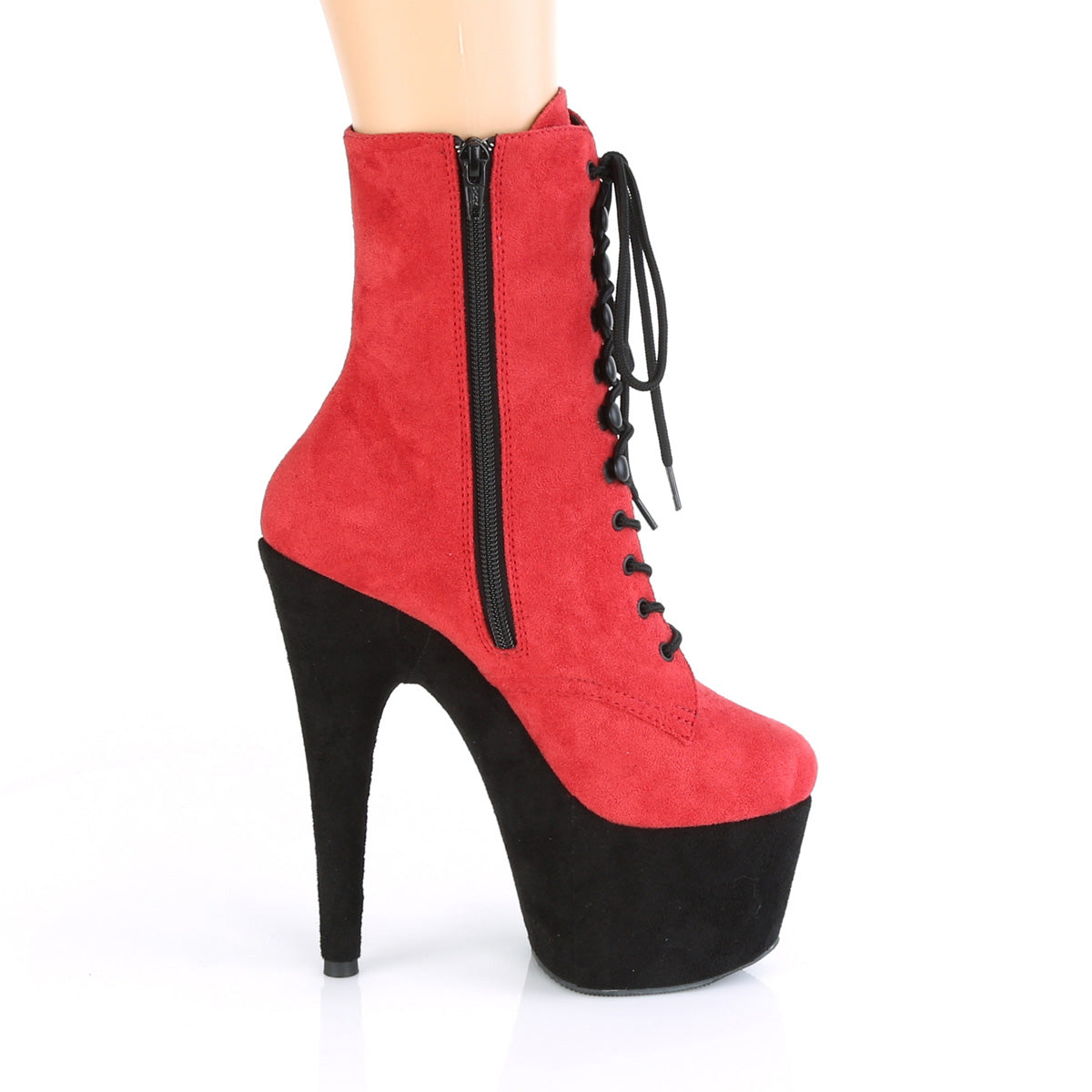 ADORE-1020FSTT Pleaser 7" Heel Red Exotic Dancing Ankle Boot-Pleaser- Sexy Shoes Fetish Heels