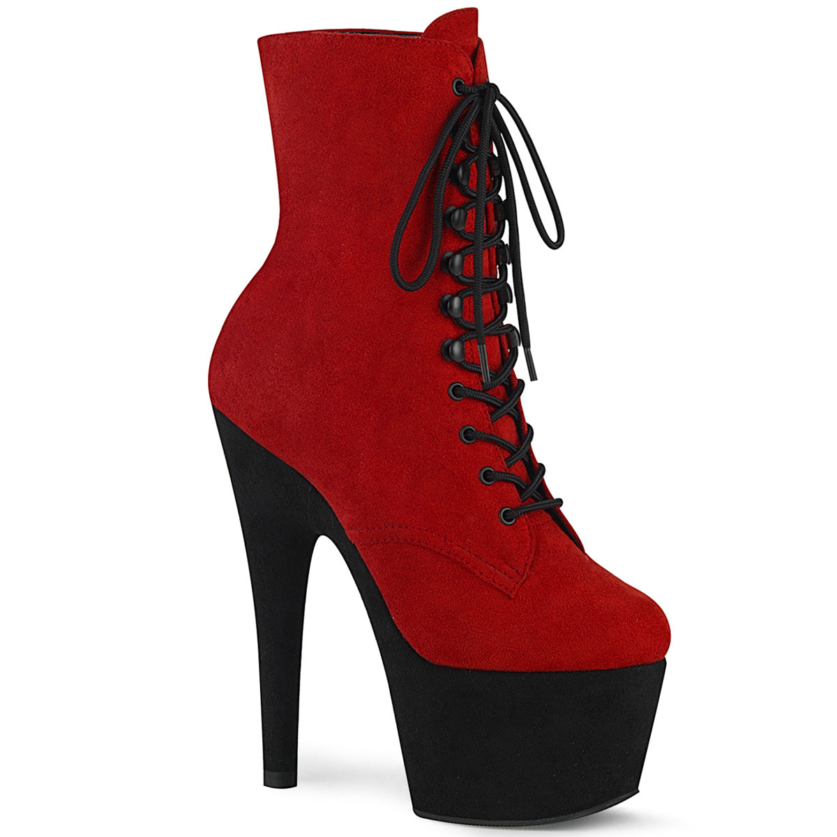 ADORE-1020FSTT Pleasers 7" Heel Red Exotic Dancing Ankle Boot