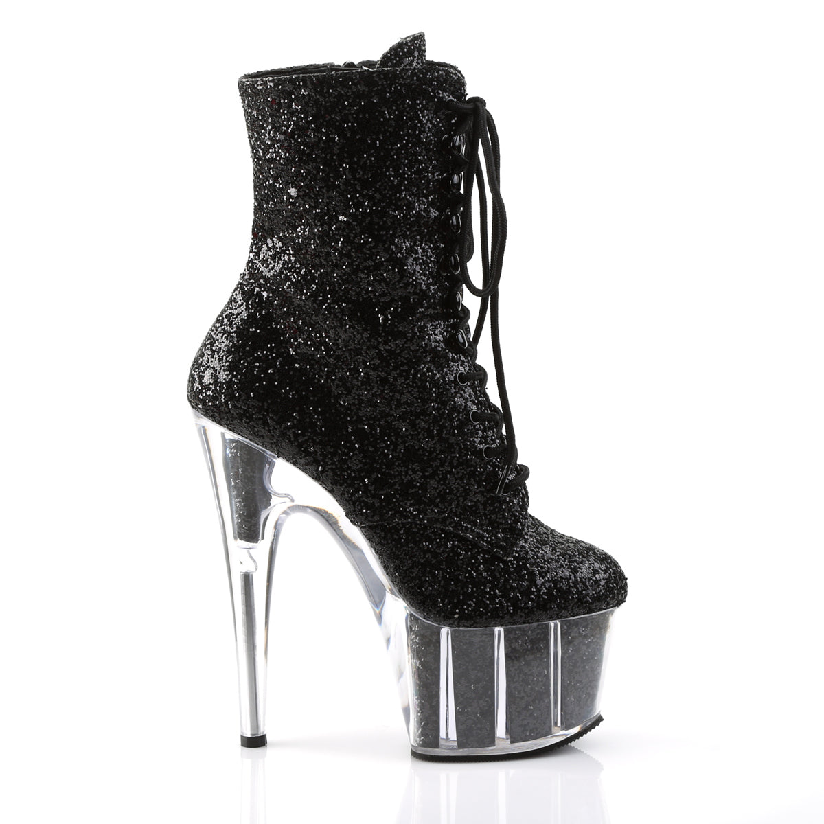ADORE-1020G 7" Heel Black Glitter Exotic Dancing Ankle Boots-Pleaser- Sexy Shoes Fetish Heels