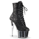 Adore-1020G Pleaser 7 "Tacón negro Glitter Boots Dancing Dancing Botas