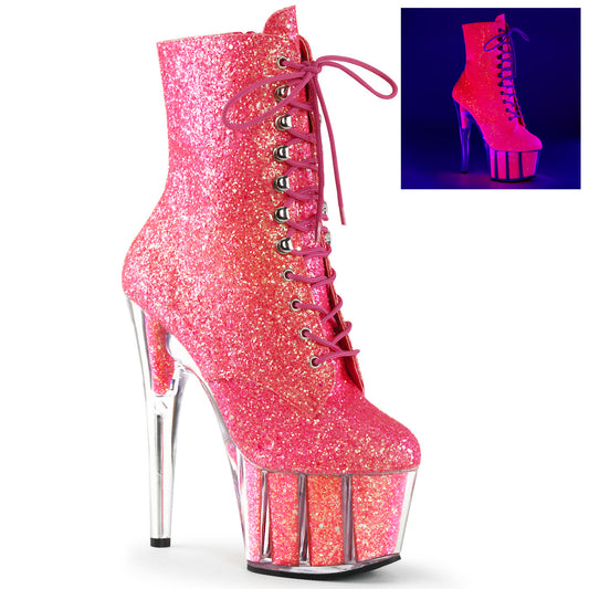 ADORE-1020G 7" Neon Pink Glitter Exotic Dancer Ankle Boots-Pleaser- Sexy Shoes