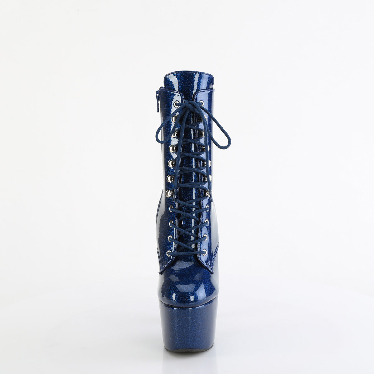 ADORE-1020GP Pleaser Navy Blue Glitter Patent Ankle Boots