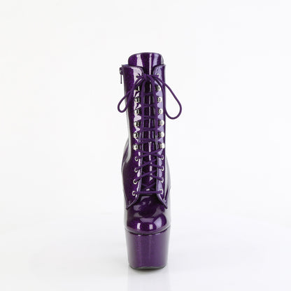ADORE-1020GP Pleaser Purple Glitter Patent Ankle Boots