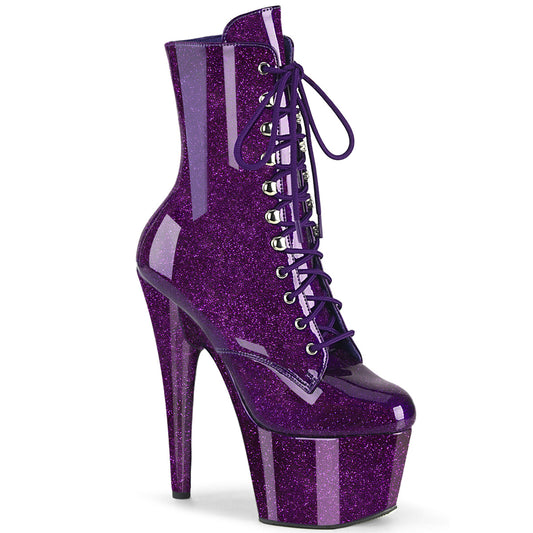ADORE-1020GP Pleaser Purple Glitter Patent Ankle Boots