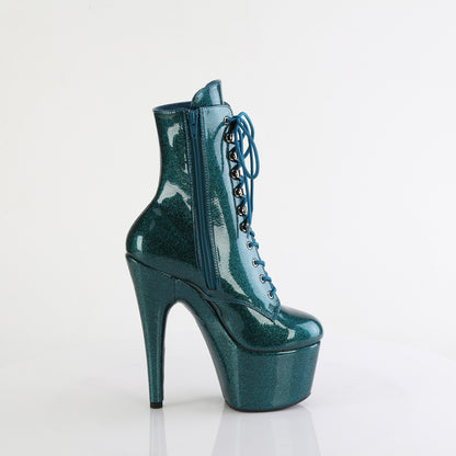 ADORE-1020GP Pleaser Teal Glitter Patent Pole Dancing Ankle Boots