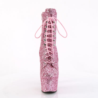 ADORE-1020GWR Pleaser Baby Pink Glitter Platforms Ankle Kinky Boots