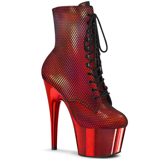 ADORE-1020HFN 7 Inch Heel Red Holo Exotic Dancing Ankle Boot-Pleaser- Sexy Shoes