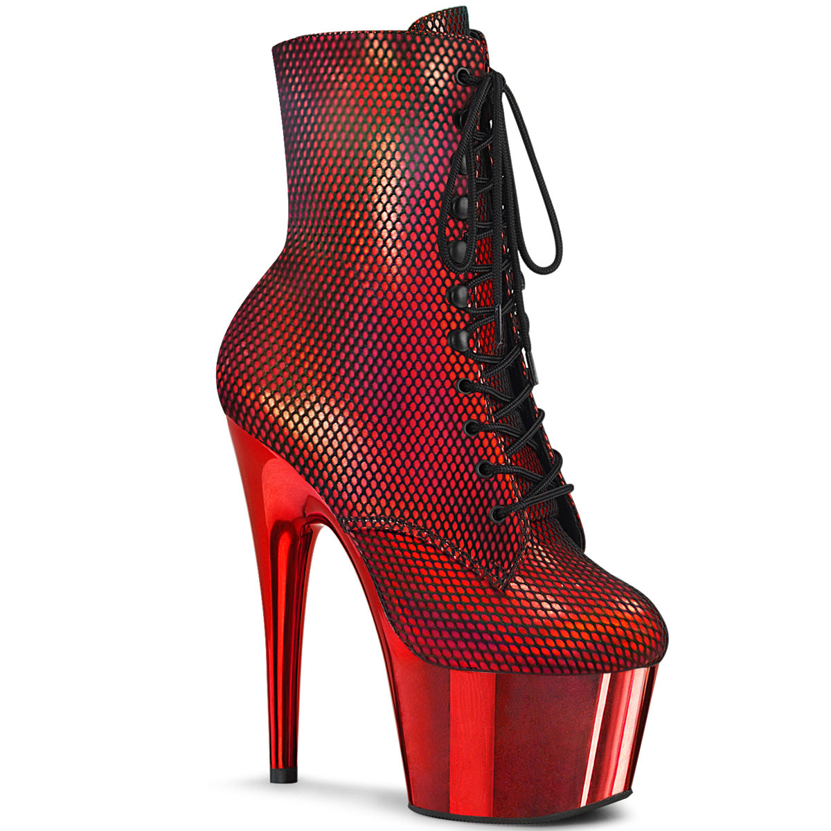 ADORE-1020HFN 7 Inch Heel Red Holo Exotic Dancing Ankle Boots