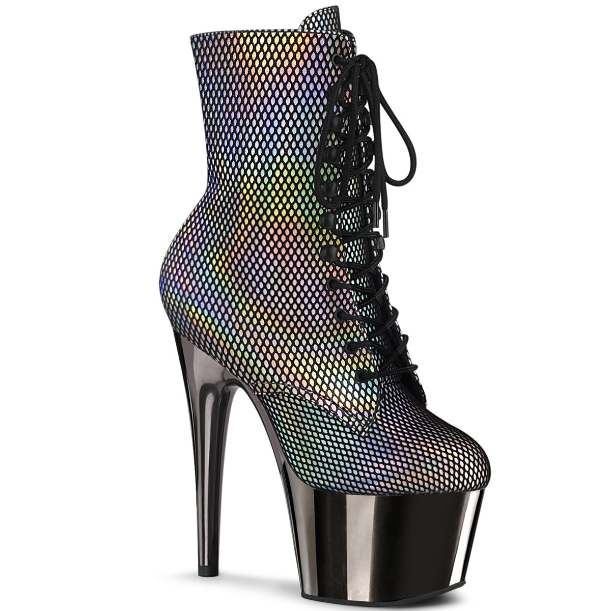 ADORE-1020HFN 7" Heel Silver Holo Exotic Dancing Ankle Boots-Pleaser- Sexy Shoes
