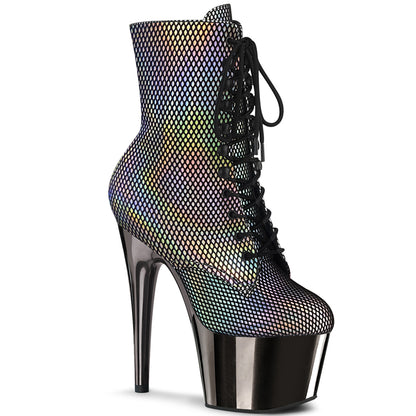 ADORE-1020HFN Pleaser 7" Heel Silver Holo Exotic Dancing Ankle Boots