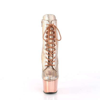 ADORE-1020HM Pleaser Rose Gold Chrome Platforms Exotic Dancing Ankle Boots