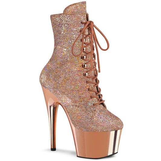 ADORE-1020HM Pleaser Rose Gold Chrome Platforms Exotic Dancing Ankle Boots