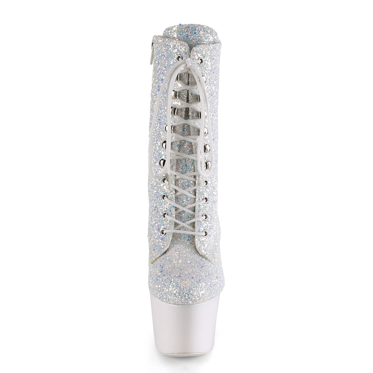 ADORE-1020LG 7" Heel Neon White Glitter Dancing Ankle Boots-Pleaser- Sexy Shoes Alternative Footwear