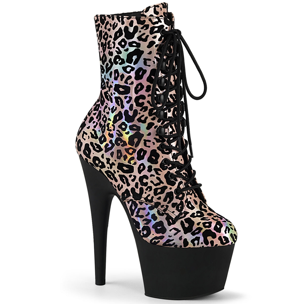 ADORE-1020LP Pink Leopard Print Holo Pole Dancing Ankle Boots-Pleaser- Sexy Shoes