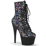 Pewter Leopard Print 7 Inch Fetish Platform Ankle Boots -  Pleaser ADORE-1020LP