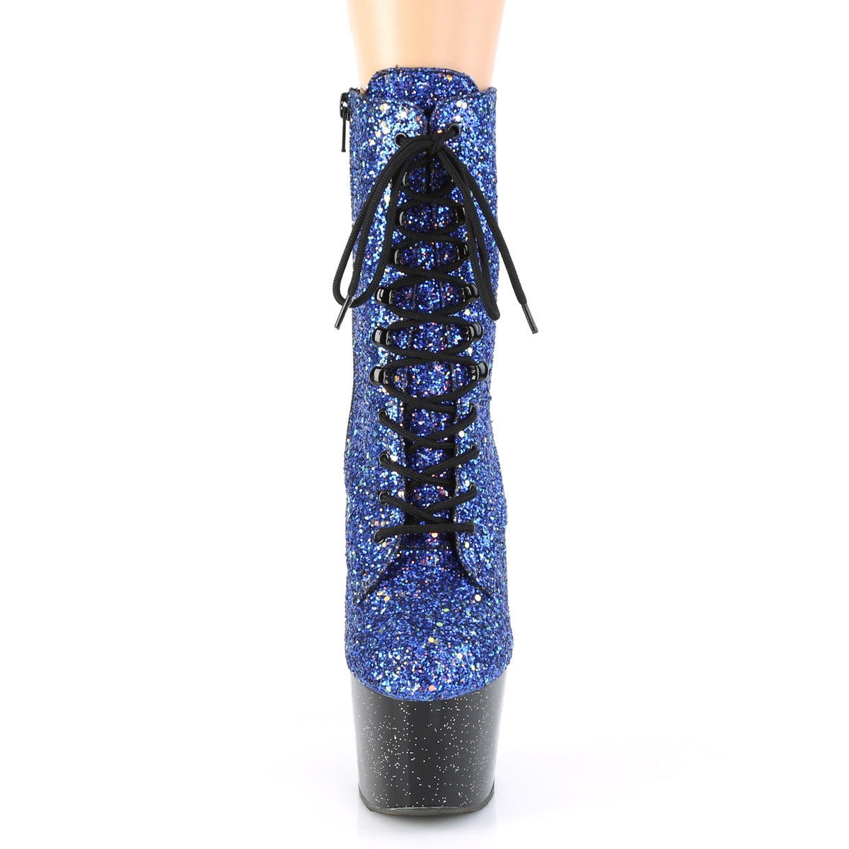 ADORE-1020MG 7 Inch Blue Glitter Black Pole Dance Ankle Boot-Pleaser- Sexy Shoes Alternative Footwear