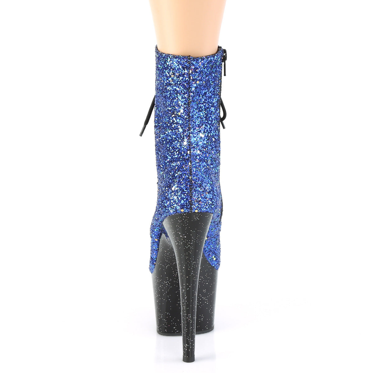 ADORE-1020MG 7 Inch Blue Glitter Black Pole Dance Ankle Boot-Pleaser- Sexy Shoes Fetish Footwear