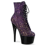 Purple Glitter 7 Inch Exotic Dance Ankle Boots -  Pleaser ADORE-1020OMBG