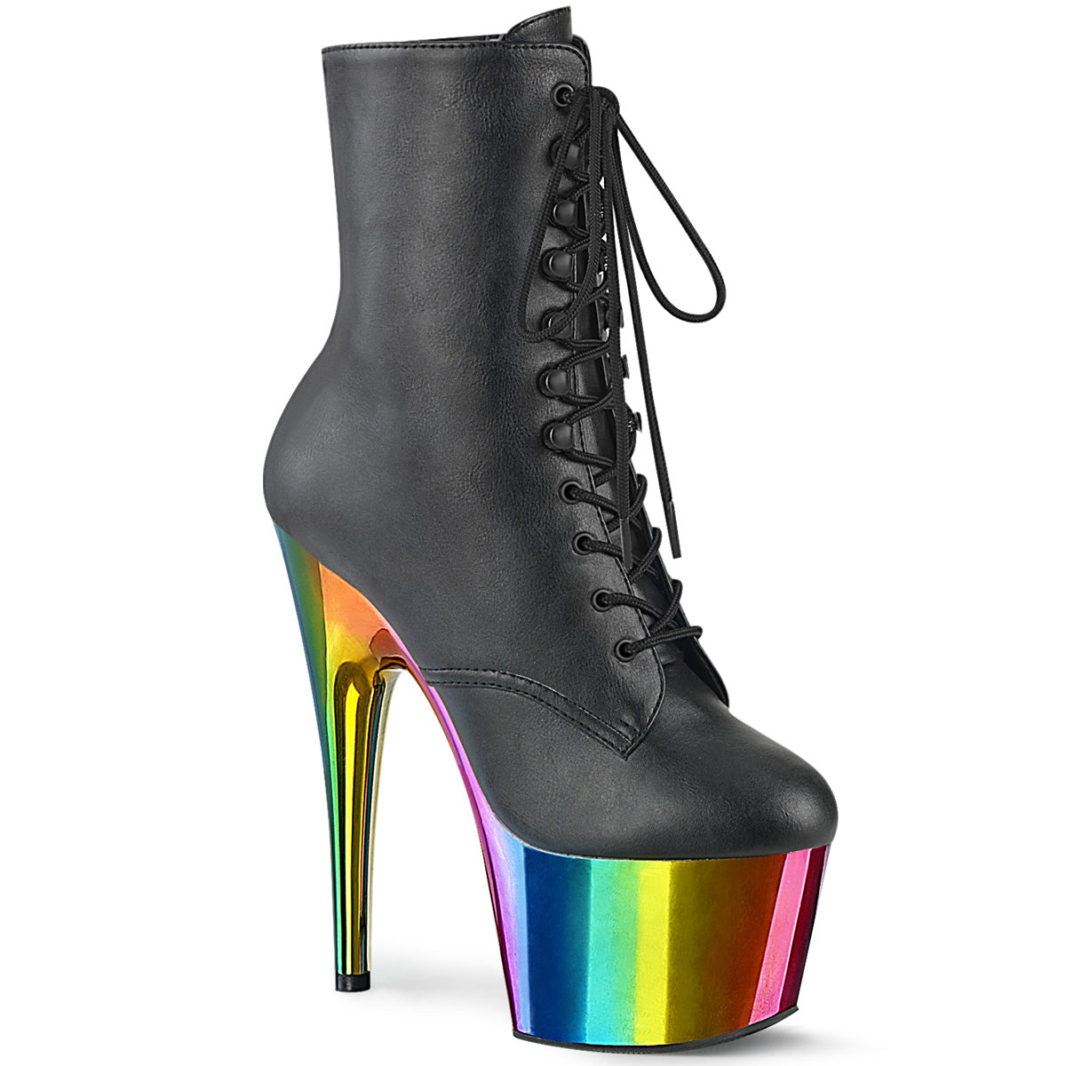 ADORE-1020RC Pleaser Rainbow Chrome Platforms Ankle Boots