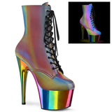 adore 1020rc refl_pleaser_platforms_exotic_dancing_ankle_mid calf_boots_pleasers_rainbow_reflective_rainbow_chrome